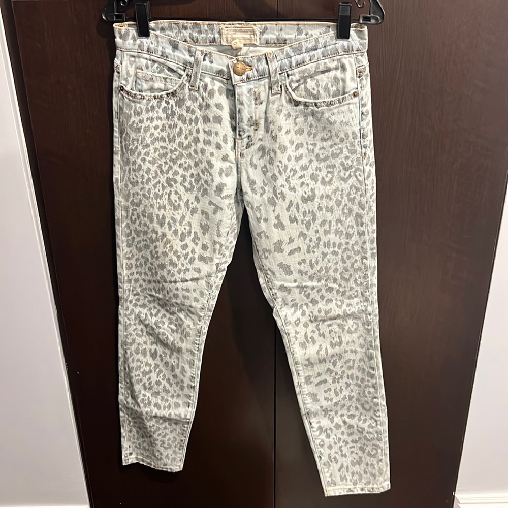 Current Elliot snow leopard denim skinny